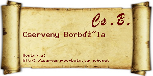 Cserveny Borbála névjegykártya
