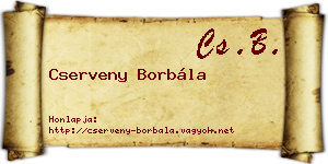 Cserveny Borbála névjegykártya